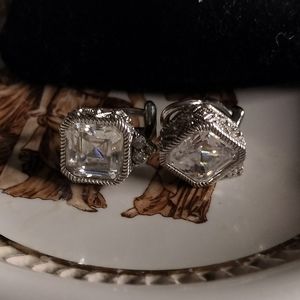JUDITH RIPKA STUNNING STERLING SILVER 925 DOMINIQUE CRYSTAL CLIPON EARRINGS $289